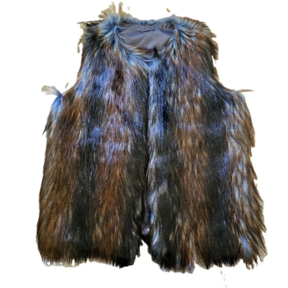 J. McLaughlin Faux Fur Vest Multicolor Luxe Fall M
